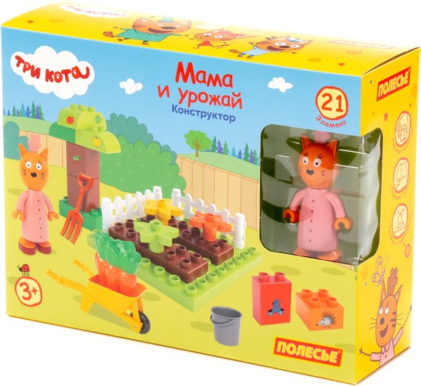 Конструктор Полесье Макси Три кота. Мама и урожай / 77254 - фото