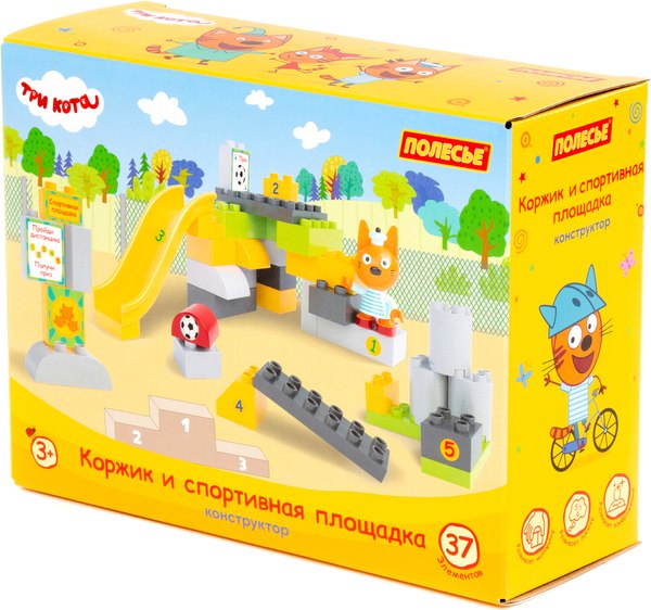 Конструктор Полесье Макси Три кота. Коржик и спортивная площадка / 58977 - фото