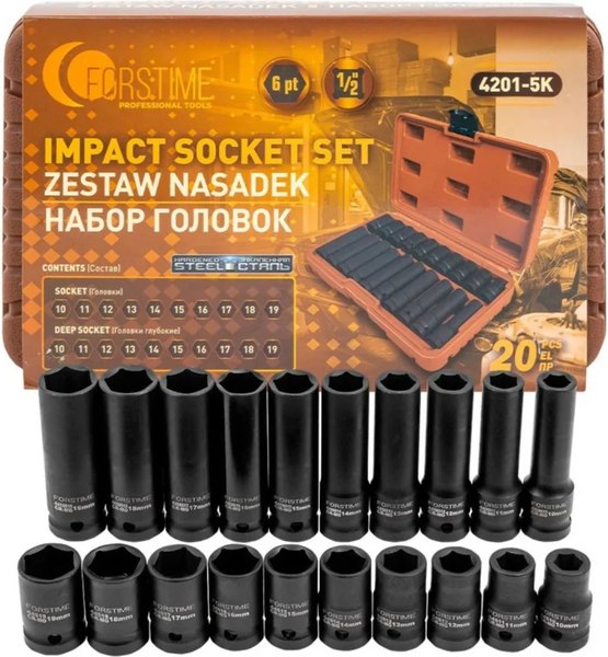 Набор головок слесарных Forstime FT-4201-5K - фото