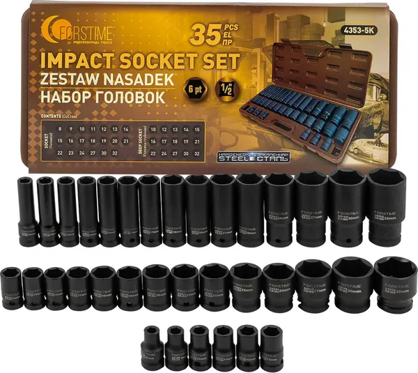 Набор головок слесарных Forstime FT-4353-5K - фото