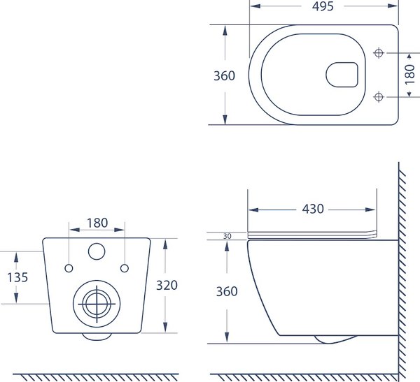 Унитаз подвесной Lauter Augsburg с жестким сиденьем Soft Close / 21109EC