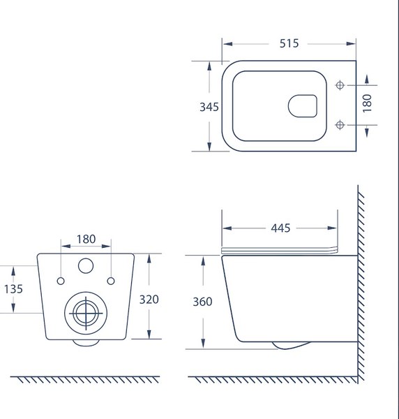 Унитаз подвесной Lauter Magdeburg с жестким сиденьем Soft Close / 21103EC
