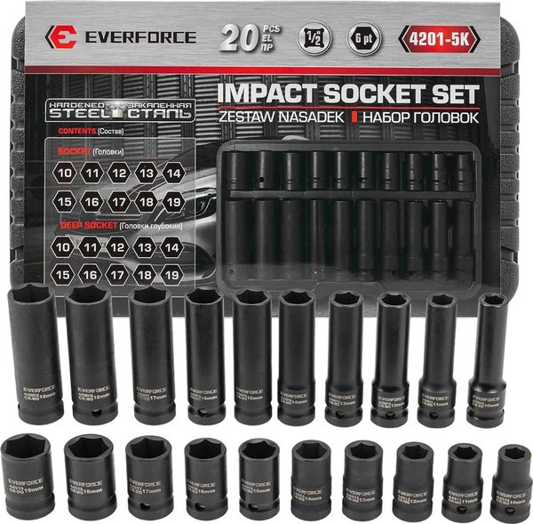Набор головок слесарных Everforce EF-4201-5K - фото