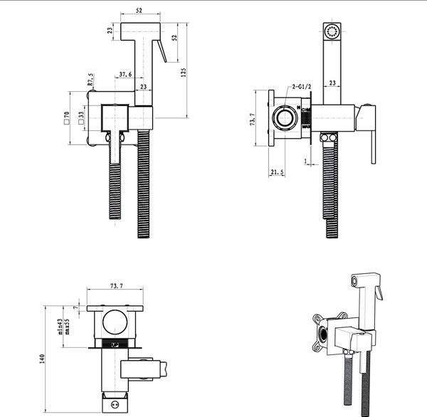 Гигиенический душ со смесителем Lauter Mild 21LT071CH