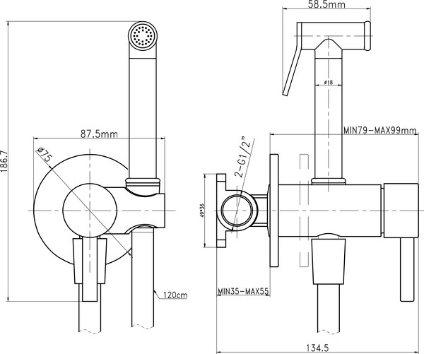 Гигиенический душ со смесителем Lauter Tera 21GN9012BM