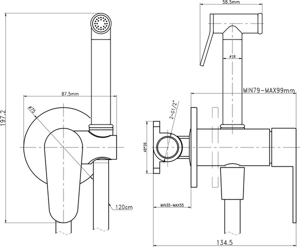 Гигиенический душ со смесителем Lauter Daze 21GN3131CH