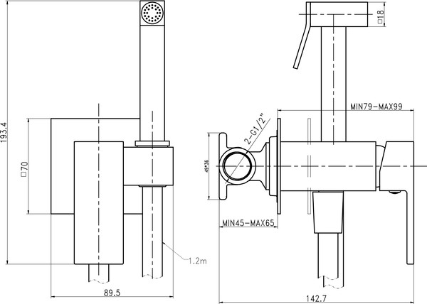 Гигиенический душ со смесителем Lauter Rinse 21GN4051CH