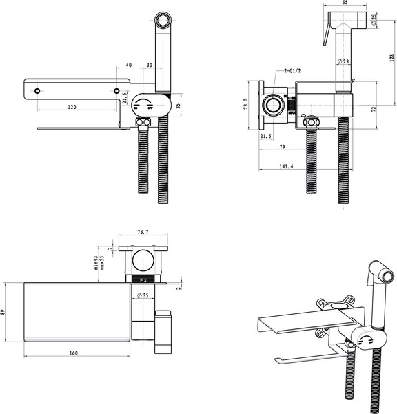 Гигиенический душ со смесителем Lauter AquaTech 21LT0101CH