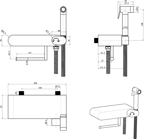 Гигиенический душ со смесителем Lauter Infinity 21LT0103CH