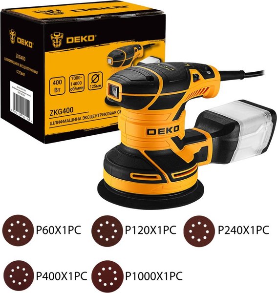 Эксцентриковая шлифовальная машина Deko ZKG400 / 081-1004