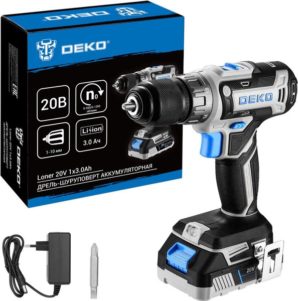 Аккумуляторная дрель-шуруповерт Deko Loner 20V / 085-1006 - фото