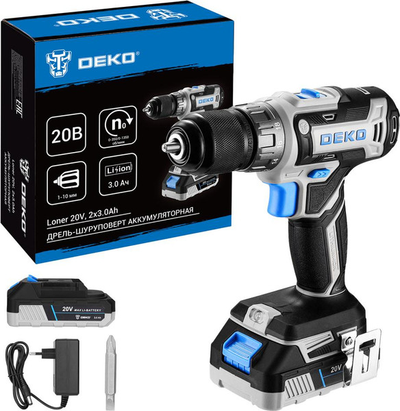 Аккумуляторная дрель-шуруповерт Deko Loner 20V / 085-1005 - фото