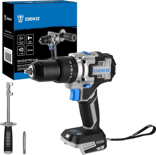 Аккумуляторная дрель-шуруповерт Deko DKCID20 PRO / 063-4457 - фото