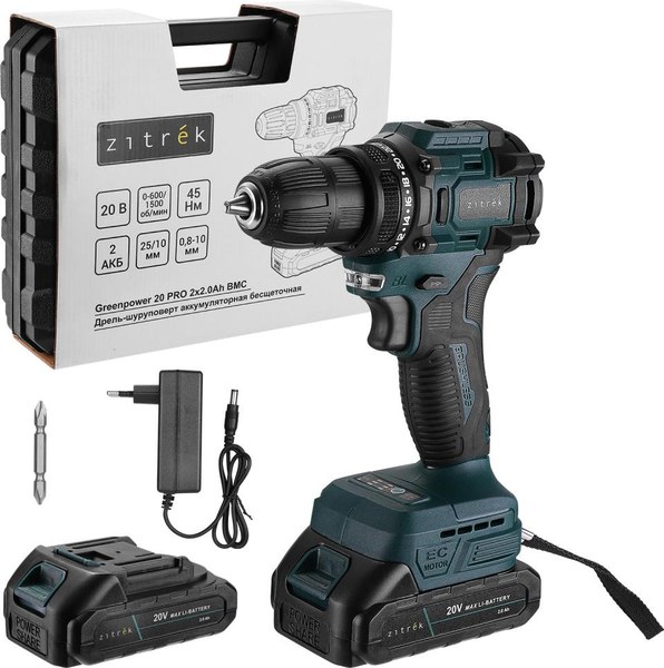 Аккумуляторная дрель-шуруповерт Zitrek Greenpower 20 PRO / 085-1314 - фото