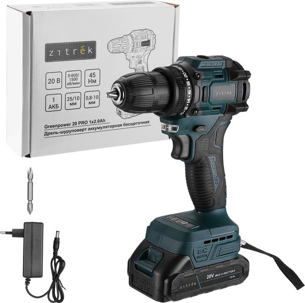 Аккумуляторная дрель-шуруповерт Zitrek Greenpower 20 PRO / 085-1313 - фото