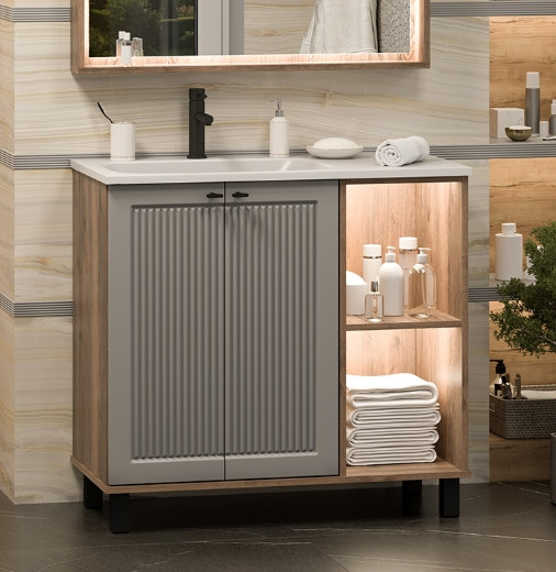 Тумба под умывальник Brevita Lumus 90 / LUM-06070-0842ЯL - фото