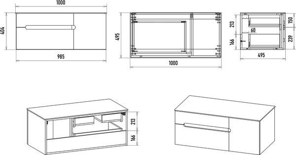 Тумба под умывальник Brevita Pallisandro 100 / PAL-50100-501П2Я