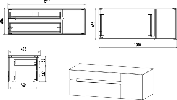 Тумба под умывальник Brevita Pallisandro 120 / PAL-50120-501П2Я