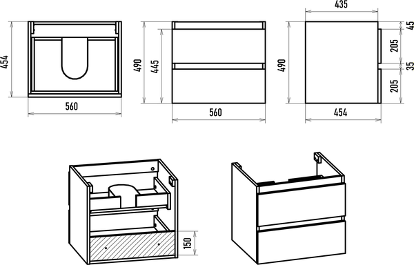 Тумба под умывальник Brevita Victory 60 / VIC-07060-0302Я