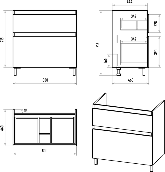 Тумба под умывальник Misty Лаки 80 / П-Лак-01080-5012Я