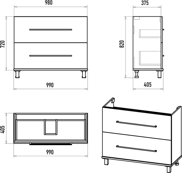 Тумба под умывальник Misty Модерн 100 / П-Мод07100-011Пр