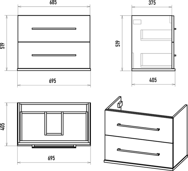 Тумба под умывальник Misty Модерн 70 / П-Мод09070-011Пр