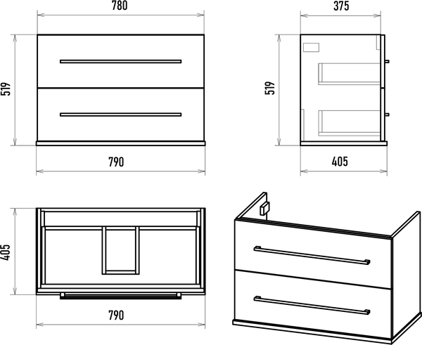 Тумба под умывальник Misty Модерн 80 / П-Мод09080-011Пр