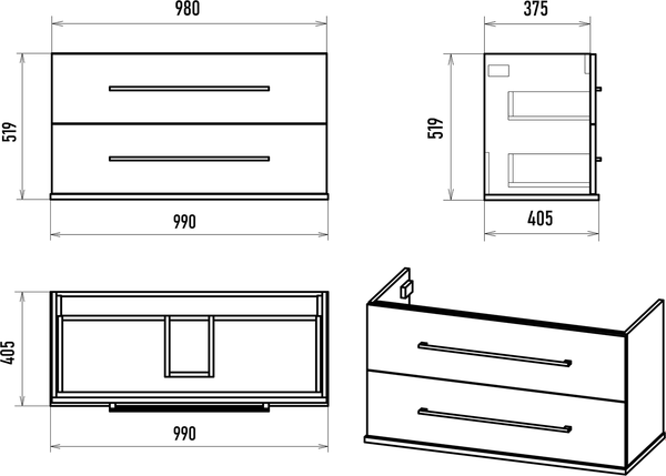 Тумба под умывальник Misty Модерн 100 / П-Мод09100-011Пр