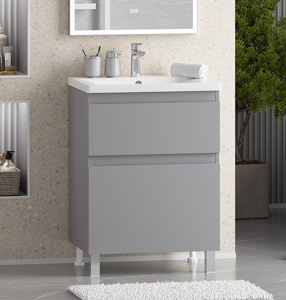 Тумба с умывальником Misty Лаки 60 / П-Лак-01060-5012Я+RCW-140360WH - фото