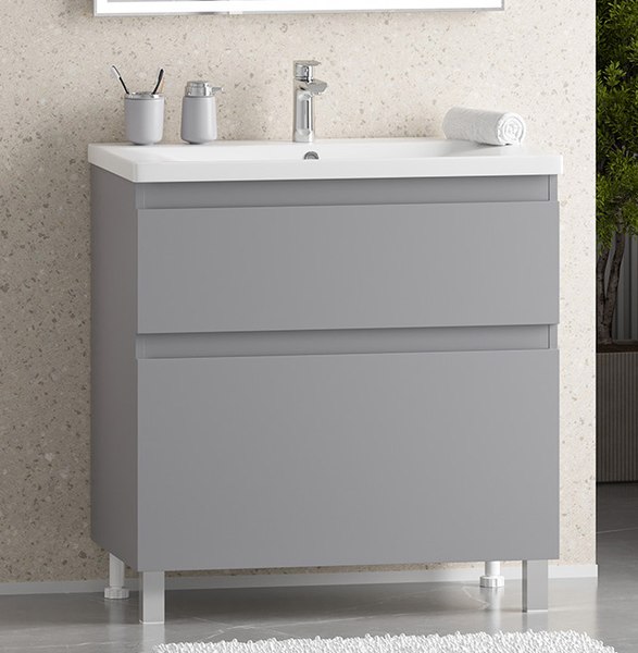 Тумба с умывальником Misty Лаки 80 / П-Лак-01080-5012Я+RCW-140380WH - фото