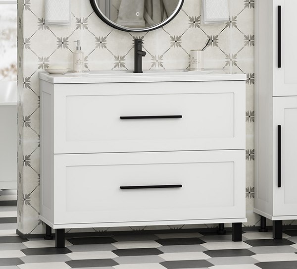 Тумба с умывальником Misty Модерн 100 / П-Мод07100-011Пр+Р-Евв14100-Д - фото