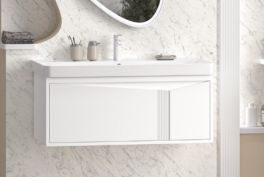 Тумба с умывальником Brevita Cascade 100 / CAS-09100-011Я+RCW-1418100WH - фото