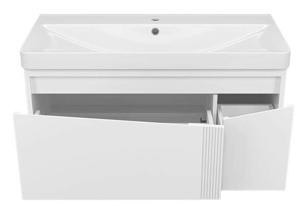 Тумба с умывальником Brevita Cascade 100 / CAS-09100-011Я+RCW-1418100WH