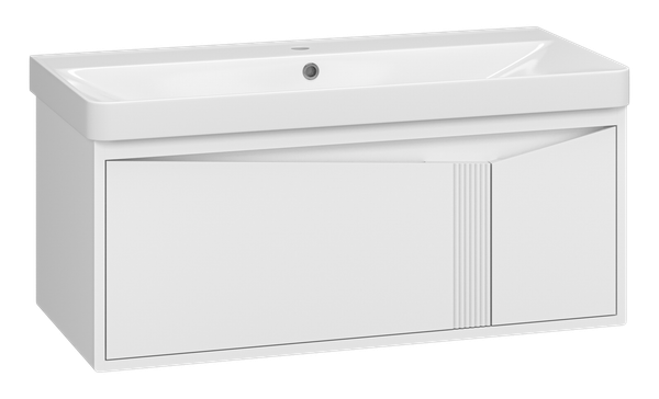 Тумба с умывальником Brevita Cascade 100 / CAS-09100-011Я+RCW-1418100WH