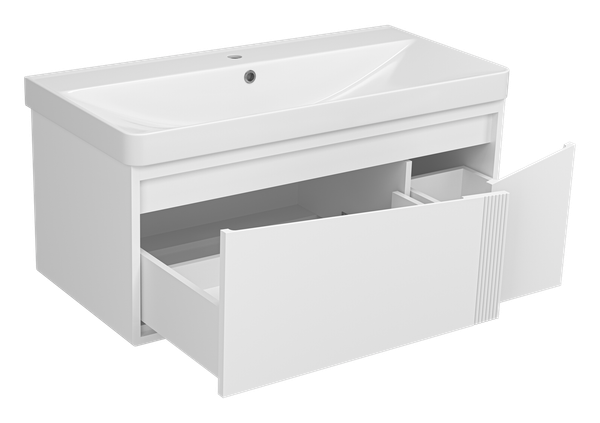 Тумба с умывальником Brevita Cascade 100 / CAS-09100-011Я+RCW-1418100WH