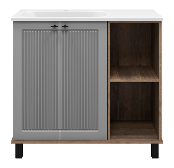 Тумба с умывальником Brevita Lumus 90 / LUM-06070-0842ЯL+ФР-00003411