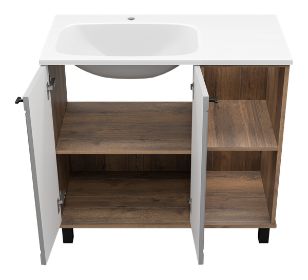 Тумба с умывальником Brevita Lumus 90 / LUM-06070-0842ЯL+ФР-00003411