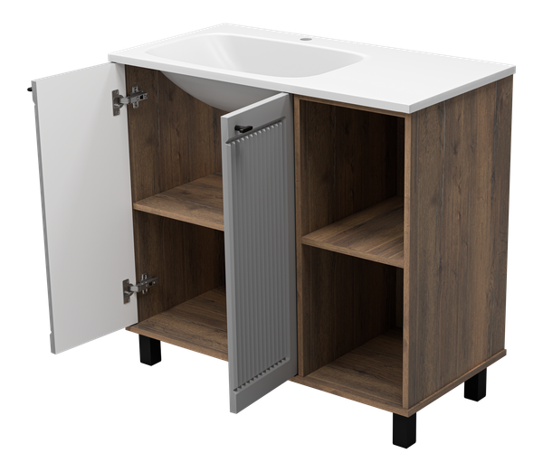 Тумба с умывальником Brevita Lumus 90 / LUM-06070-0842ЯL+ФР-00003411