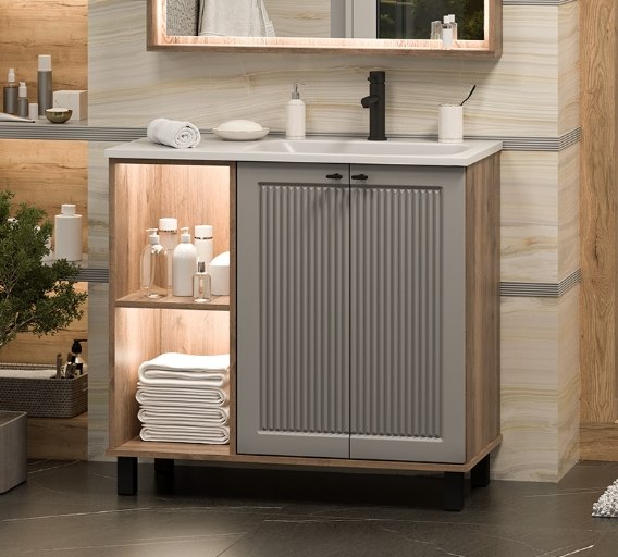 Тумба с умывальником Brevita Lumus 90 / LUM-06090-0842ЯP+ФР-00003478 - фото