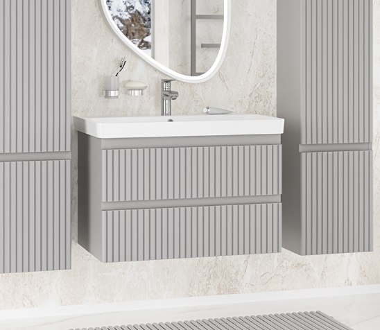 Тумба с умывальником Brevita Victory 80 / VIC-07080-0302Я+11080-KL - фото
