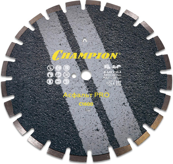 Отрезной диск алмазный Champion PRO 400/25.4/10 Asphafight / C1600 - фото