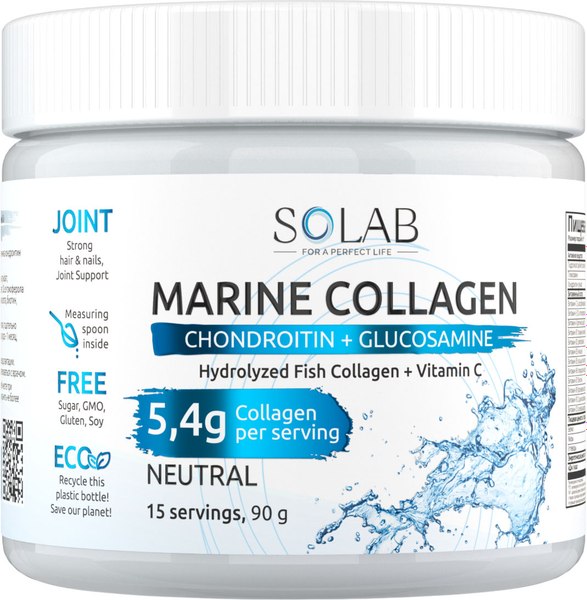 Коллаген SOLAB Морской с хондроитином, глюкозамином и витамином C - фото