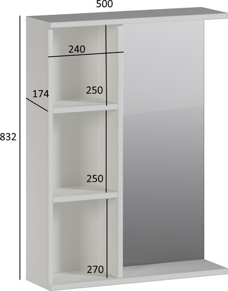 Зеркало Genesis Мебель 500x180x830 с зеркалом