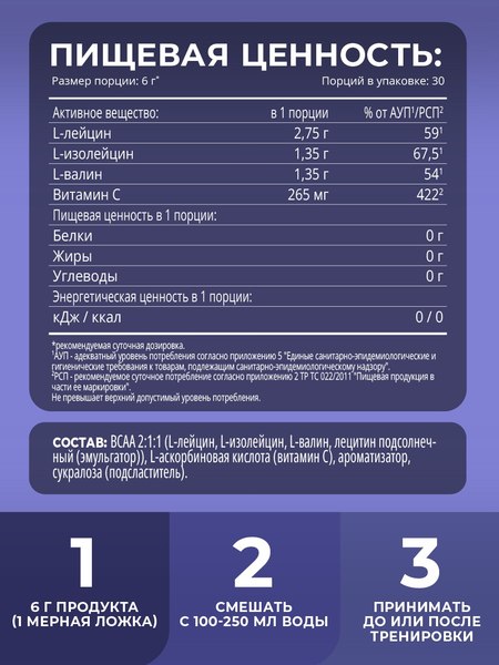 Аминокислоты BCAA 1WIN 2:1:1