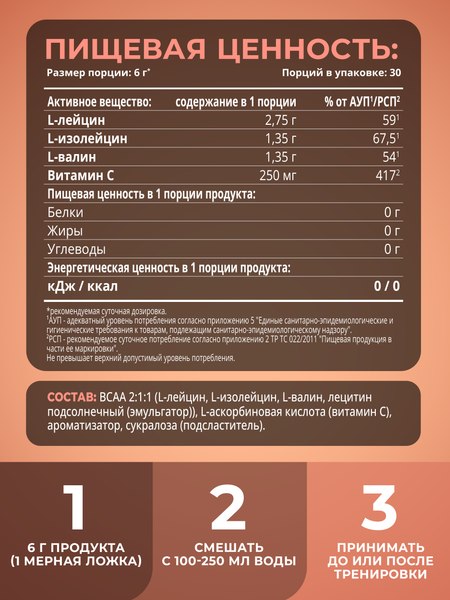 Аминокислоты BCAA 1WIN 2:1:1