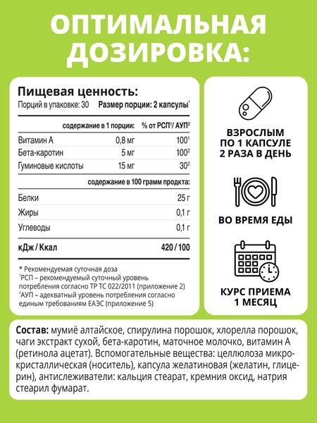 Комплексная пищевая добавка 1WIN Суперфуд, спирулина и хлорелла