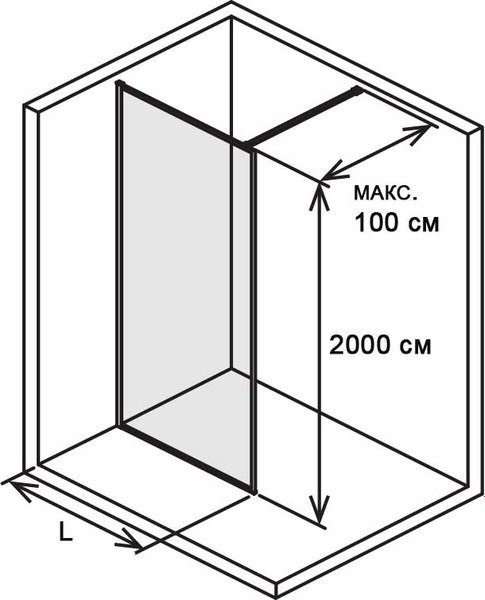Душевая стенка Aquatek 100x200 / AQ WIW 10020GM
