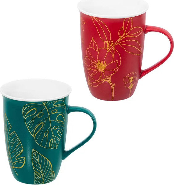 Набор кружек Elan Gallery New Bone China Листья / 230256_2 - фото