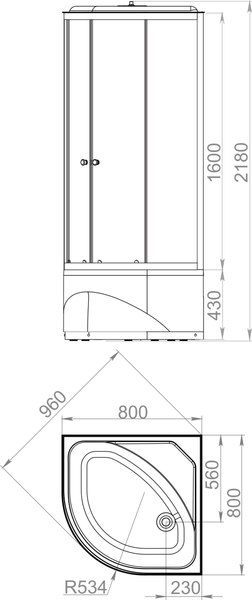 Душевая кабина Domani-Spa Delight Slim 88 High / DS01DS88HWM00