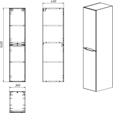 Шкаф-полупенал для ванной Акваль Токи / ТОКИ.02.30.21.N